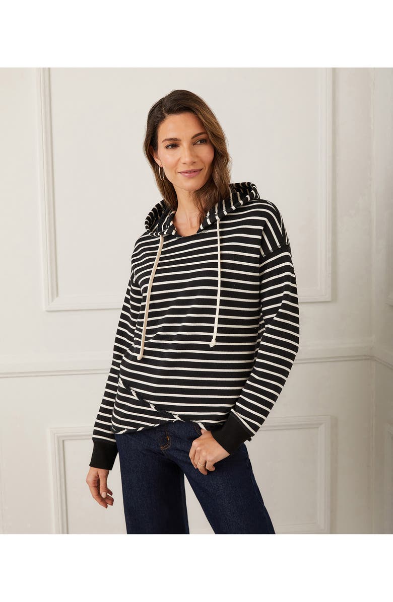 Karen Kane Stripe Asymmetric Hem Hoodie, Alternate, color, Stripe