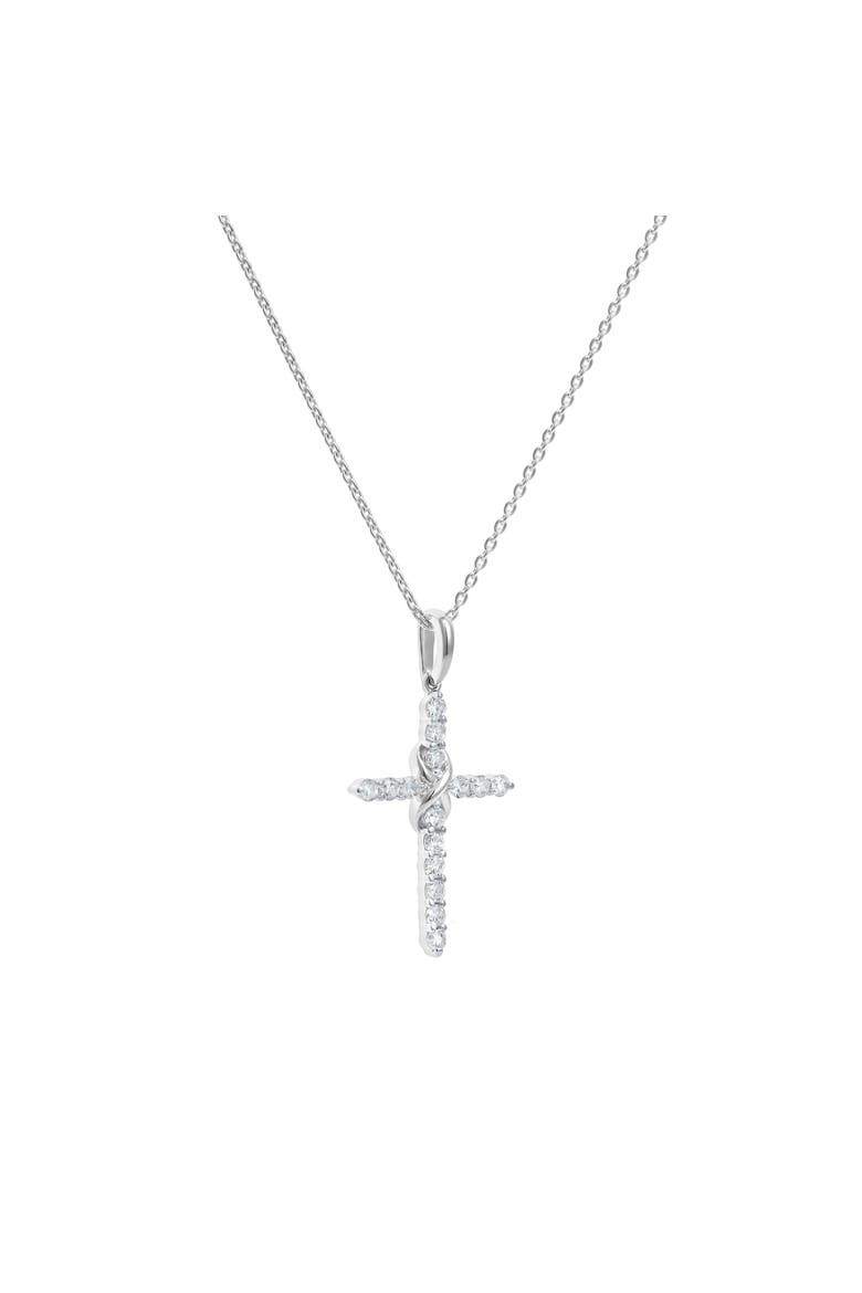 Trinita 14K Gold Diamond Cross Pendant - 0.18 ct, Alternate, color, 14K White Gold