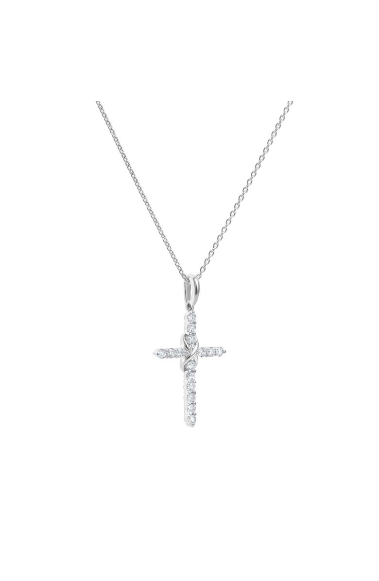 LuvMyJewelry Isola 14K Gold Diamond Cross Pendant - 0.24 ct, Alternate, color, 14K White Gold