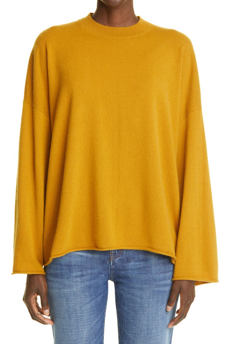 Drop Shoulder Cashmere Sweater, Main, color, GOLDEN AMBER