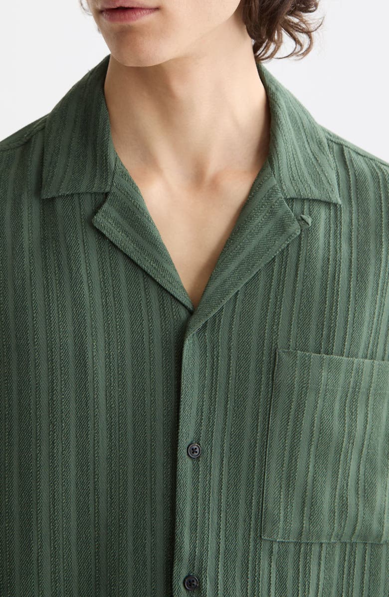Scotch & Soda Tonal Stripe Camp Shirt, Alternate, color, Thyme