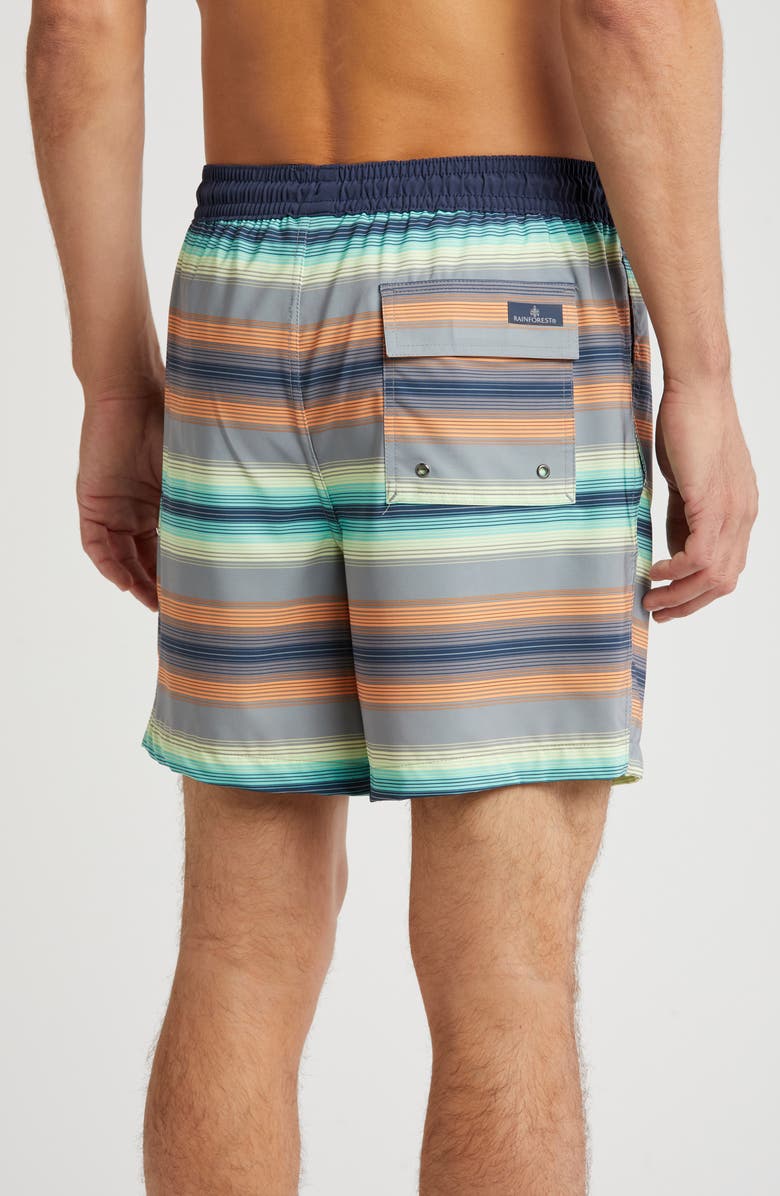 Rainforest Stripe Comfort Liner Swim Shorts, Alternate, color, Green/Orange
