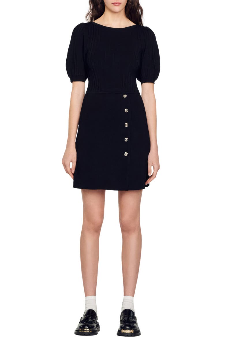 SANDRO Eugenia Side Button Sweater Dress, Main, color, 