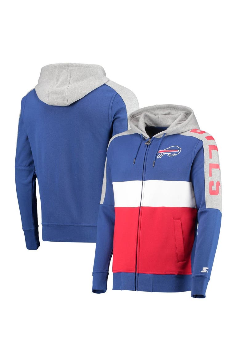 Men's Starter Royal/Red Buffalo Bills Playoffs Color Block Full-Zip Hoodie, Main, color, Royal