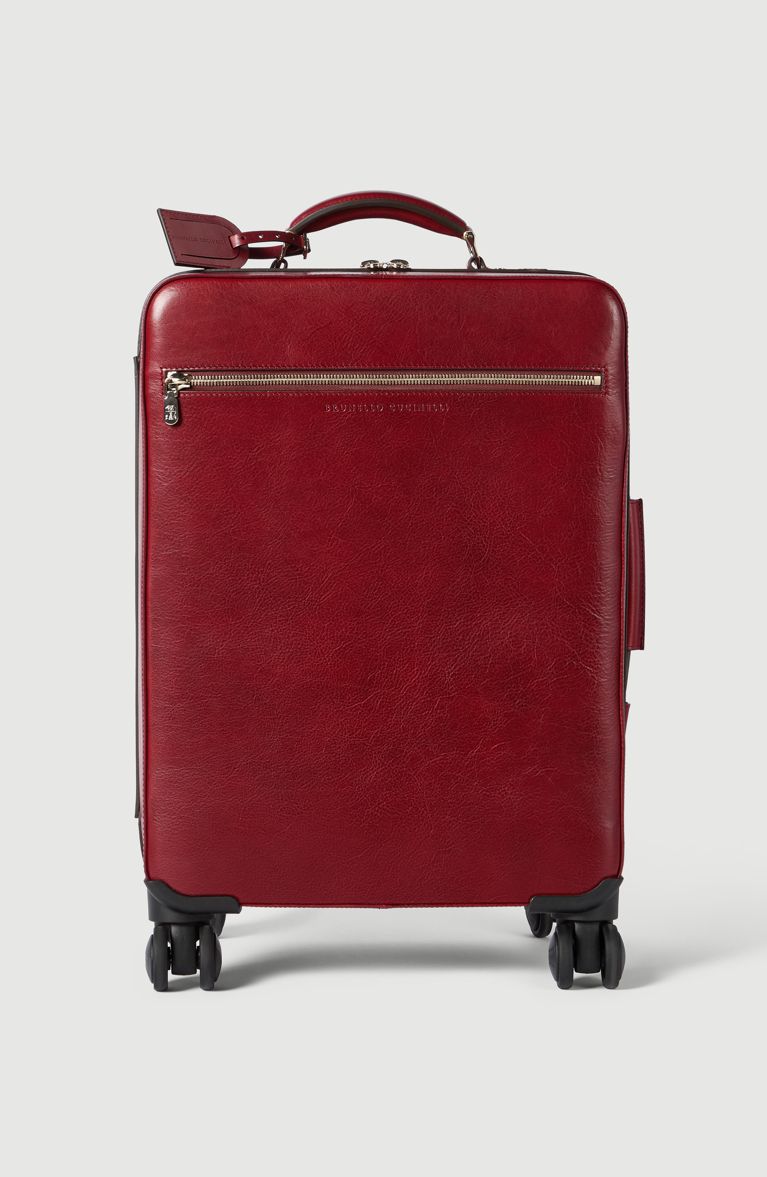 Brunello Cucinelli Burnished calfskin suitcase, Alternate, color, Terracotta