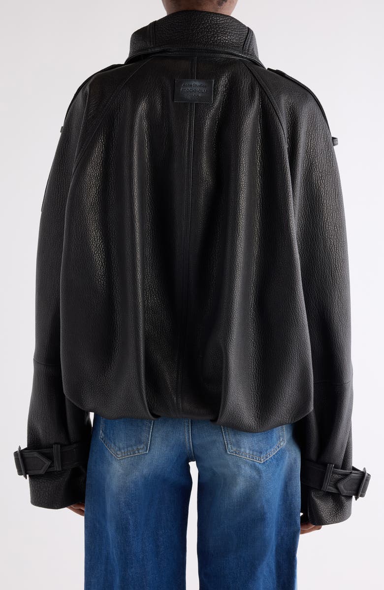 Acne Studios Laris Leather Crop Trench Coat, Alternate, color, 