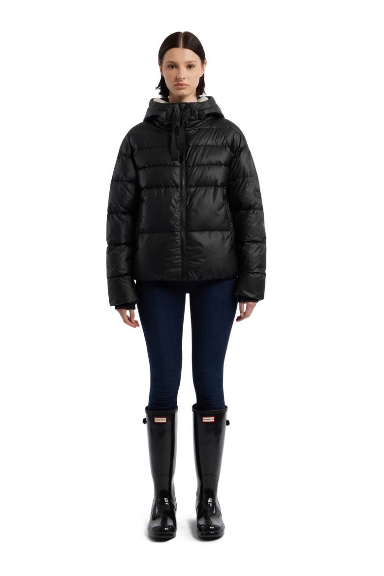 Admiral PU Coated Cropped Puffer Jacket, Alternate, color, BLACK