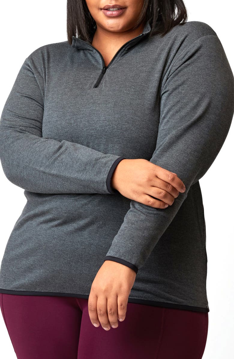 Threads 4 Thought Feather Fleece Quarter Zip Pullover, Main, color, Heather Charcoal