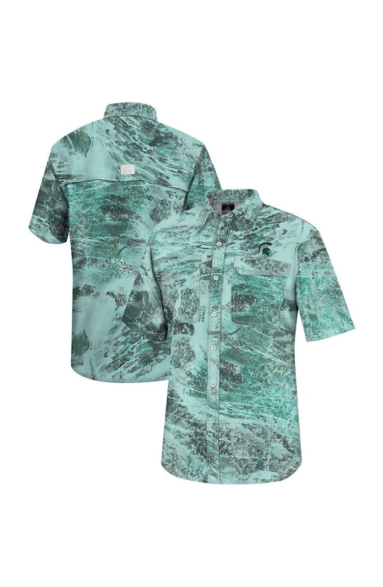 COLOSSEUM Men's Colosseum  Green Michigan State Spartans Realtree Aspect Charter Full-Button Fishing Shirt, Main, color, Green