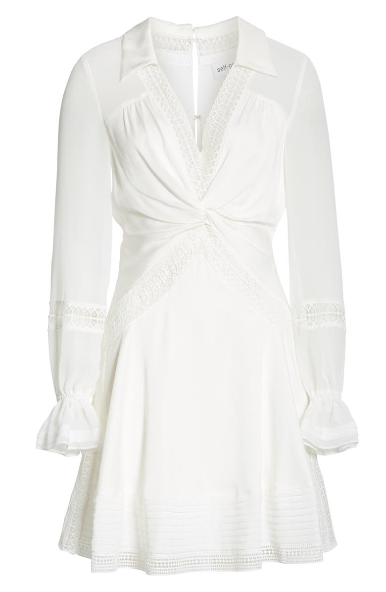 Self-Portrait Twist Front Long Sleeve Minidress, Alternate, color, 