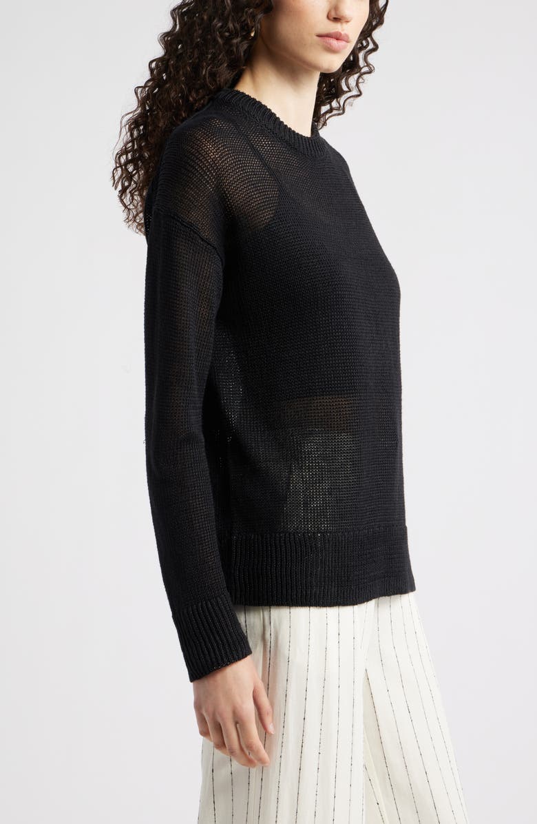 Nordstrom Open Knit Linen Sweater, Alternate, color, Black