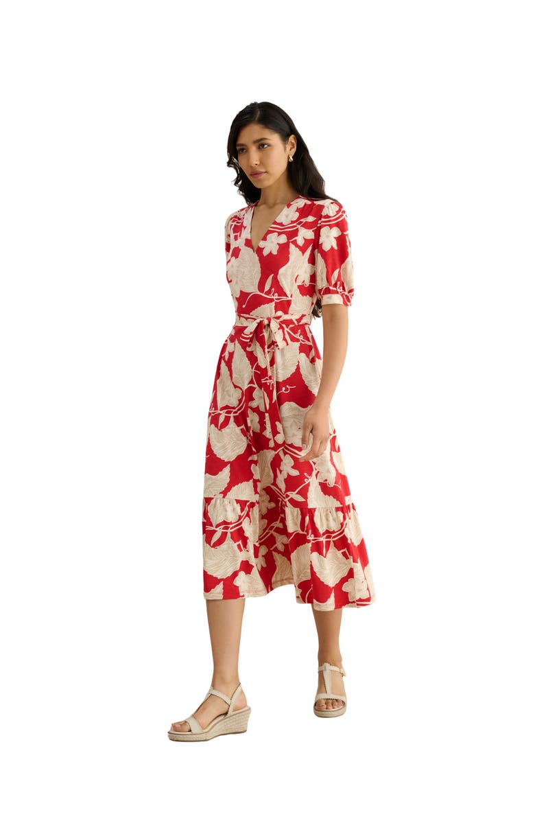 HOBBS LONDON Martha Floral Jersey Dress, Main, color, Redcream