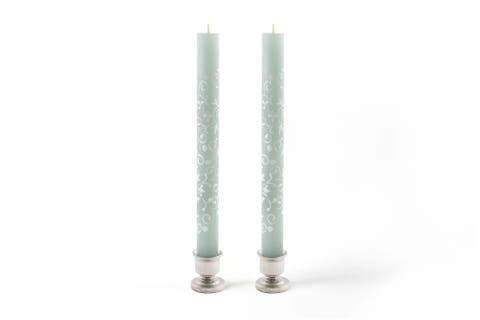 Henna Duck Egg Painted Taper Candles - Set of 2