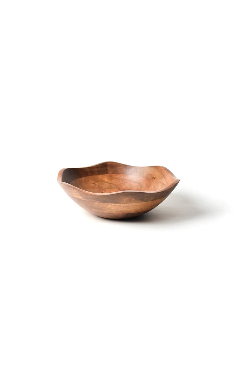 Fundamental Wood 13in Ruffle Bowl, Main, color, Brown