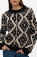 VERO MODA Fabienna Diamond Jacquard Crewneck Sweater