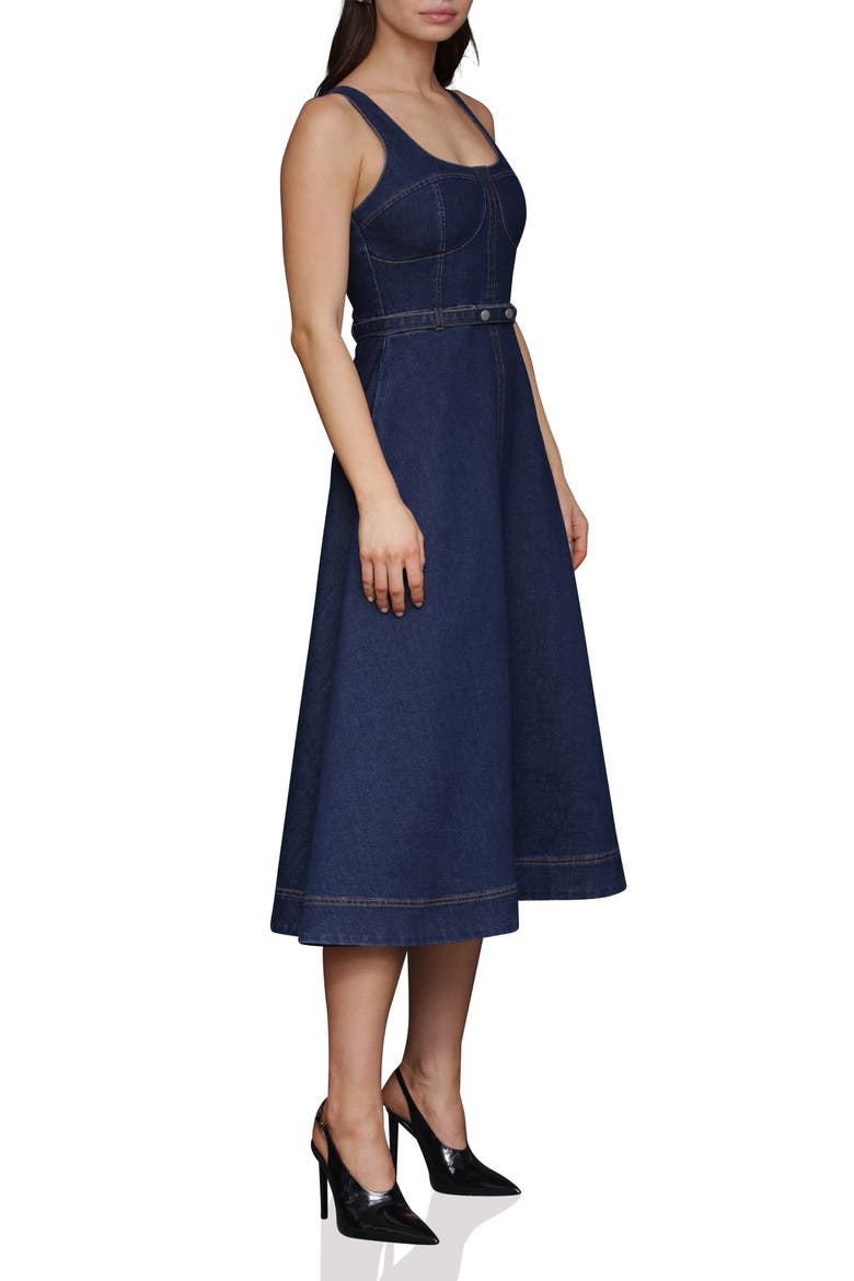 Belted Bustier Denim Dress, Alternate, color, ROYAL RINSE