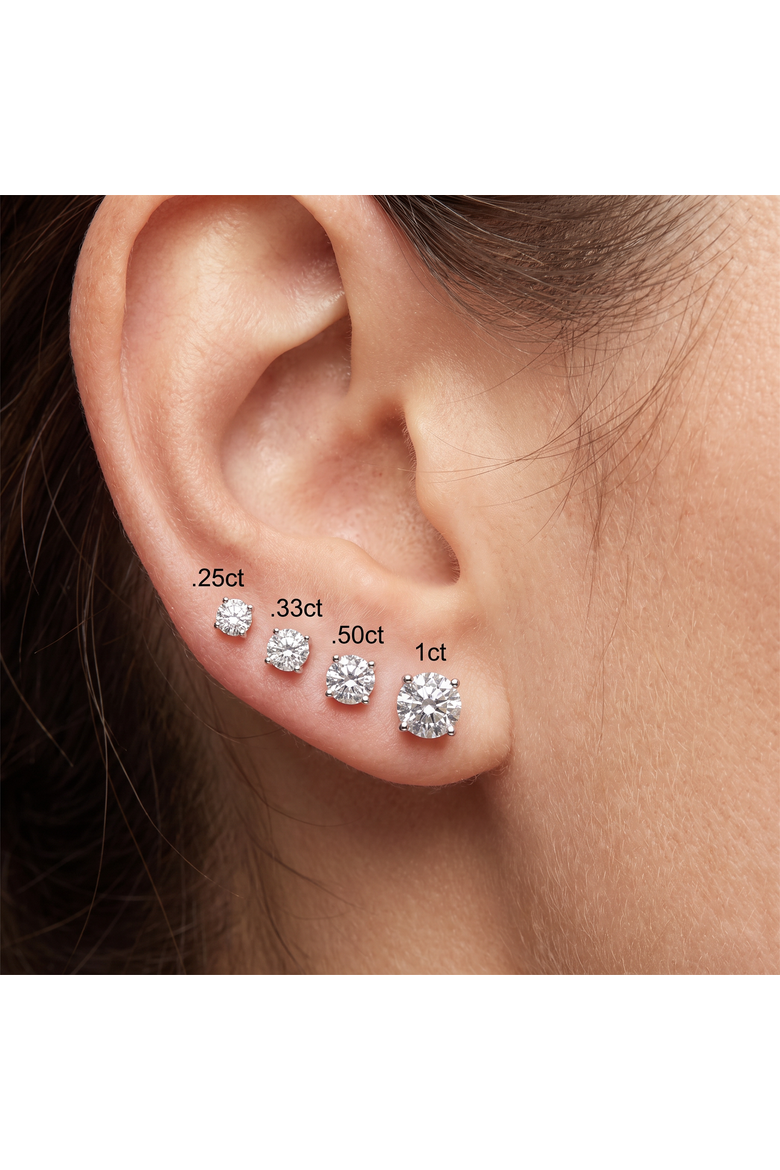 .25 - 1.00Ct Screw Back Diamond Studs Lab Grown Women's Earrings, Alternate, color, Silver