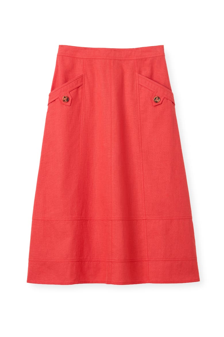 Alice Linen Skirt, Main, color, Poppy