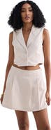 Reistor Cropped Cotton Tweed Vest Set in Grey