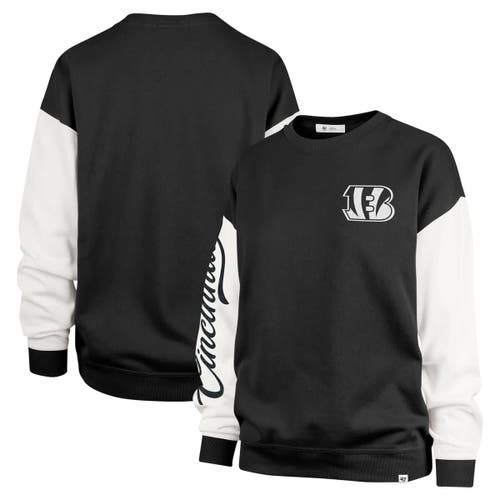 47 Brand '47  Black Cincinnati Bengals Double Header Rise Andie Pullover Sweatshirt