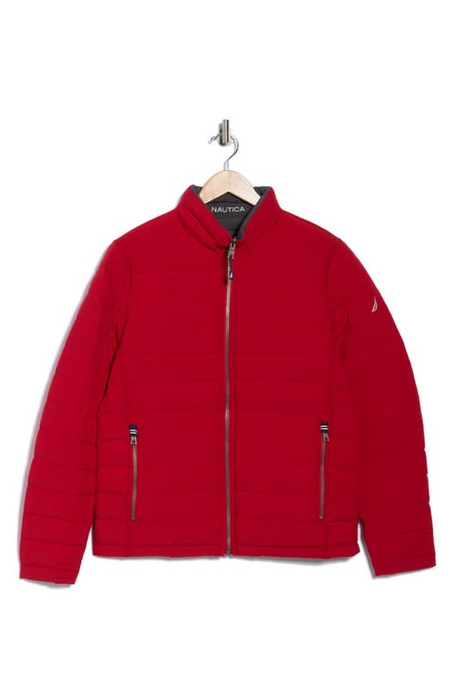Nautica Water Resistant Reversible Puffer Jacket In Red