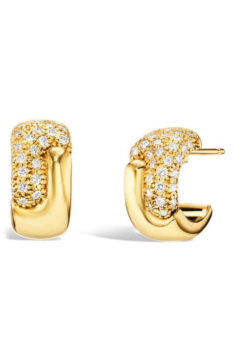 Holos Round 18K Gold & Diamond Huggie Hoop Earrings