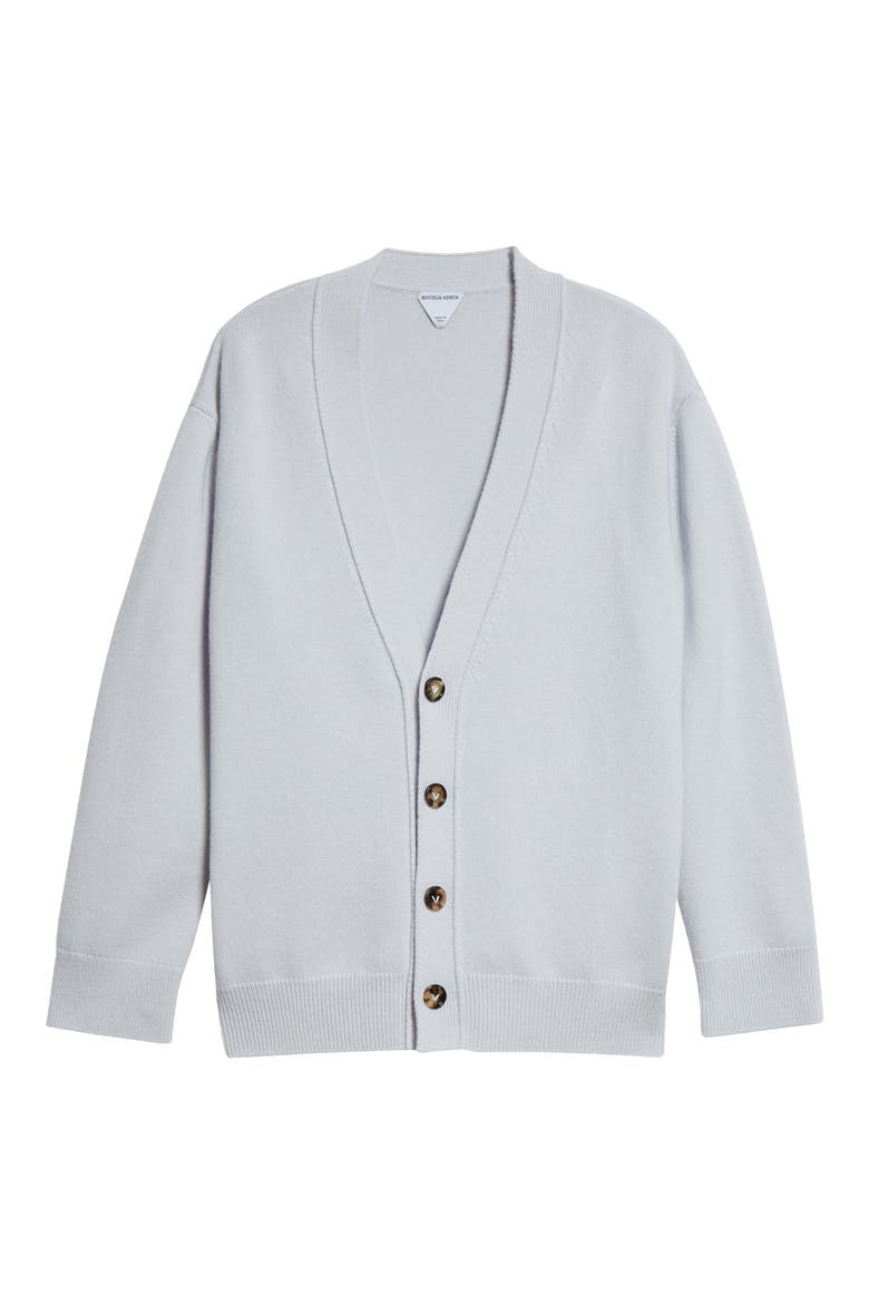 Leather Patch Cashmere Blend Cardigan, Main, color, MORNING MIST