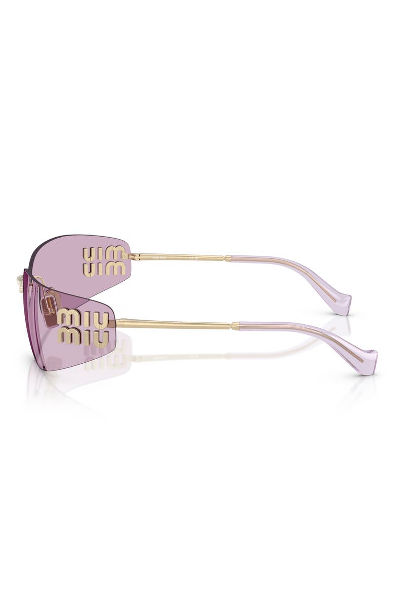 Miu Miu 75mm Oversize Rectangular Wrap Sunglasses, Alternate, color, Pale Gold / Pink