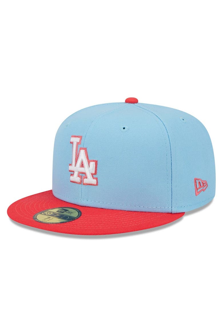 Men's New Era Light Blue/Red Los Angeles Dodgers Spring Color Two-Tone 59FIFTY Fitted Hat, Main, color, Light Blue