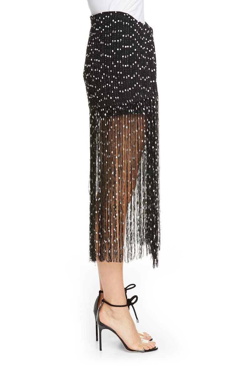 La Jupe Capri Fringe Skirt, Alternate, color, BLACK