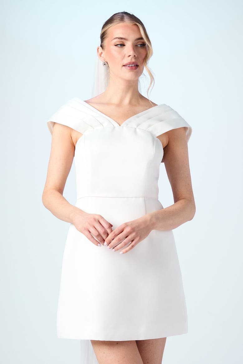 Bardot Bridal Mini Dress, Main, color, Ivory