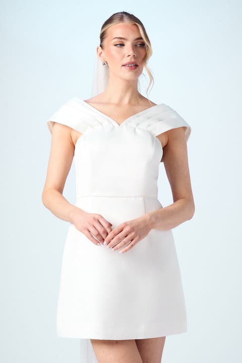Bardot Bridal Mini Dress