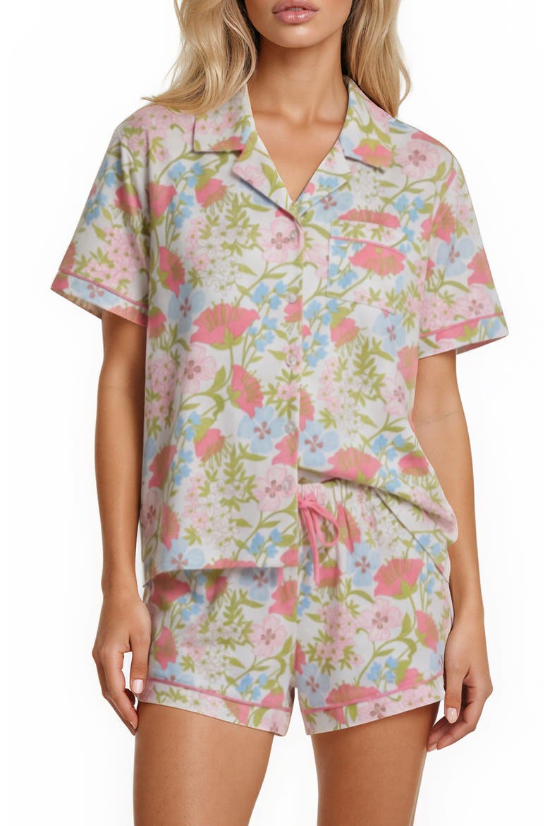 Short Sleeve Notch Collar Pajamas, Main, color, IVORY