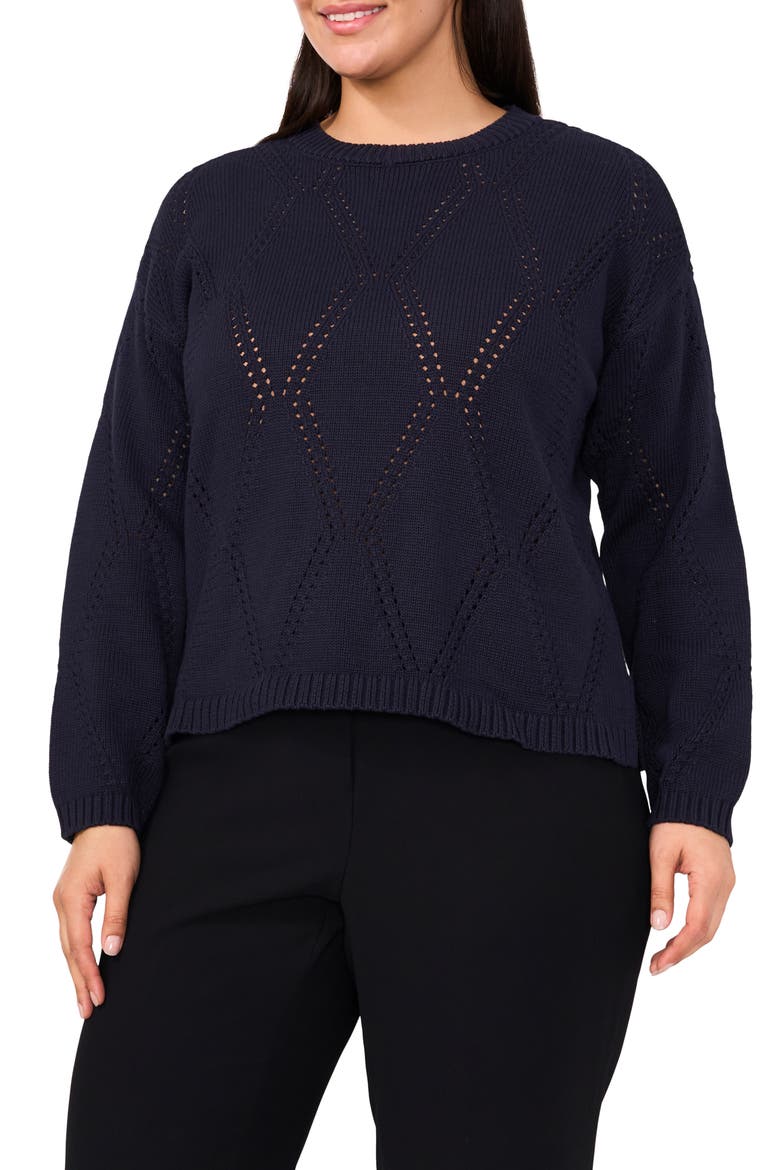 High-Low Crewneck Sweater, Main, color, NAVY DEPTHS