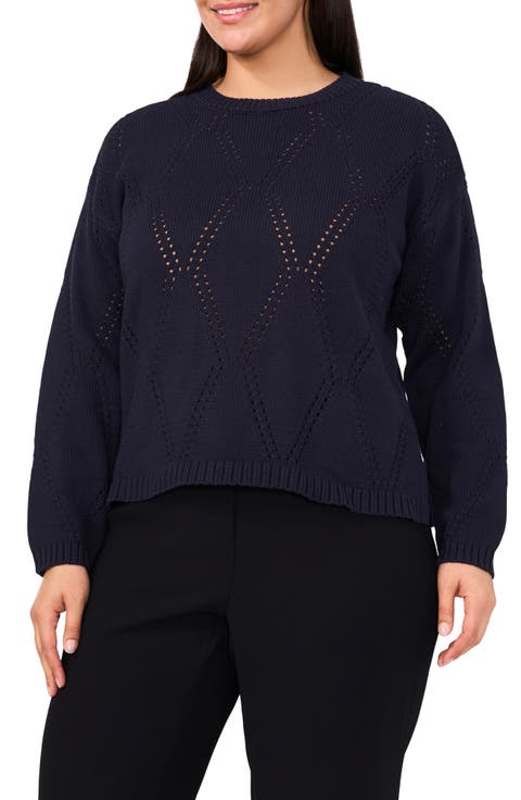 High-Low Crewneck Sweater (Plus)