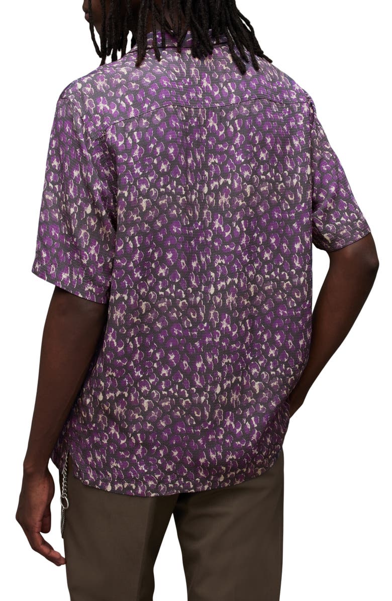 AllSaints Ikuma Relaxed Fit Floral Camp Shirt, Alternate, color, Jet Black