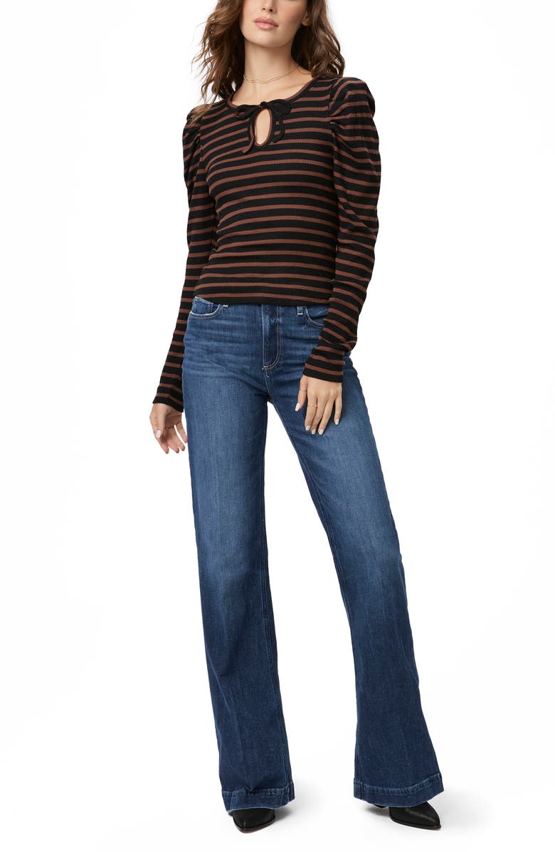 PAIGE Lorna Stripe Keyhole Tie Neck Top, Alternate, color,