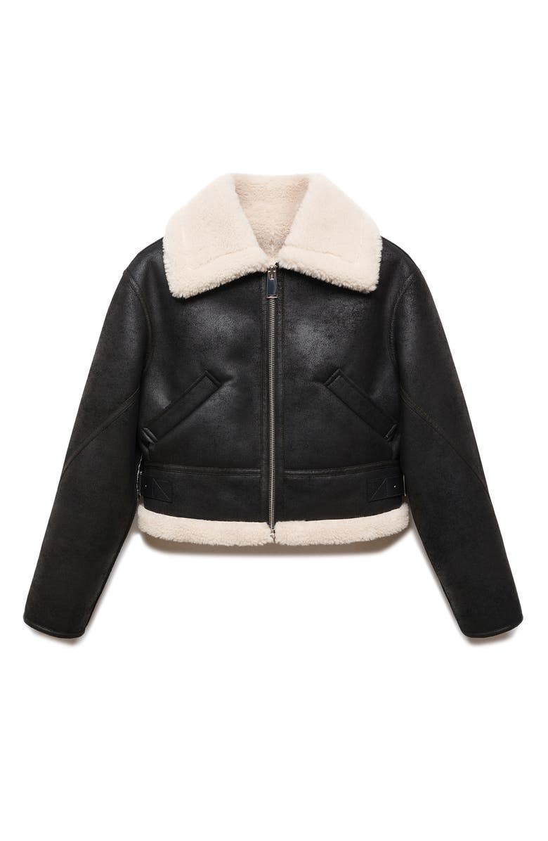 MANGO Splash Faux Shearling Jacket, Alternate, color, 