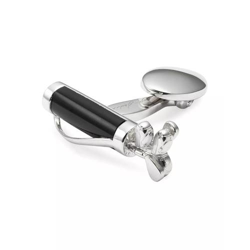 Jan Leslie Golf Bag And Clubs Gemstone Sterling Cufflinks In Black
