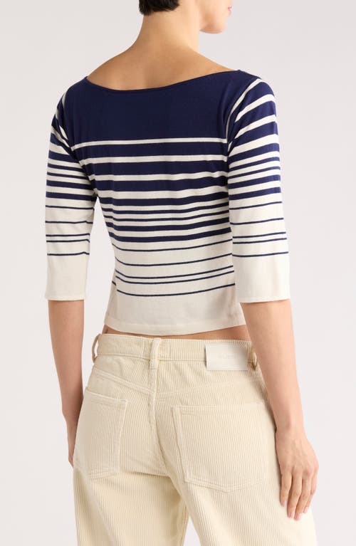 Dl1961 Stripe Boat Neck Top In Blue