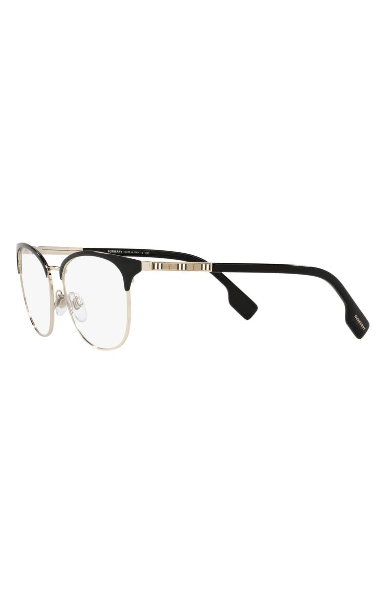 Burberry Sophia 52mm Square Optical Glasses, Alternate, color, Light Gold/ Black