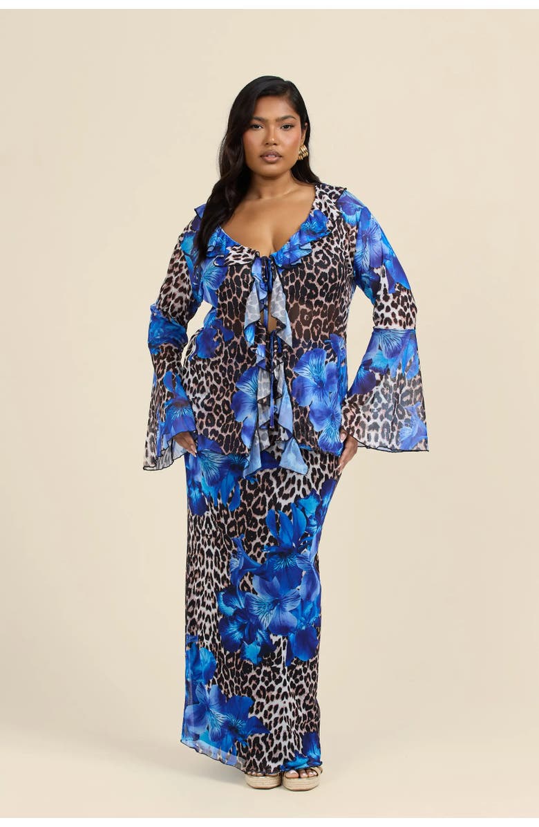 FASHION-SZN CURVE Leopard Print Floral Maxi Dress, Alternate, color, 