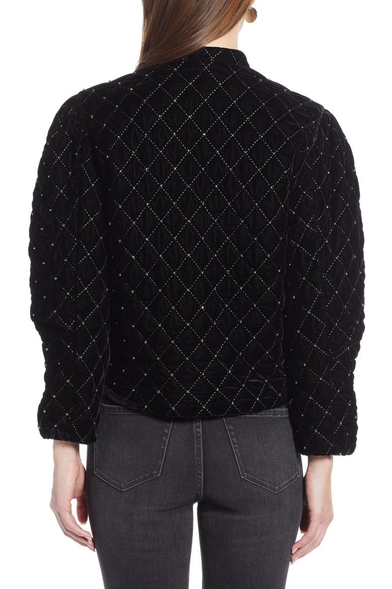 Quilted Velvet Jacket (Nordstrom Exclusive), Alternate, color, BLACK