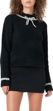Endless Rose Bow Accent Bouclé Sweater