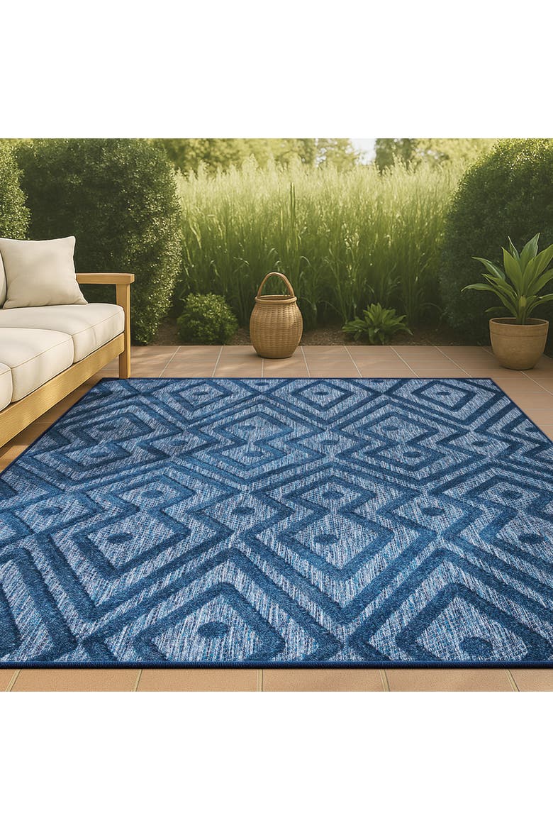 Balansat Moroccan Diamond Indoor/Outdoor Area Rug, Alternate, color, Navy