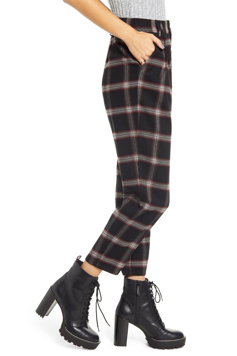 x Claudia Sulewski Plaid Menswear Crop Pants, Alternate, color, DNU-BLACK RED SHANNON PLAID