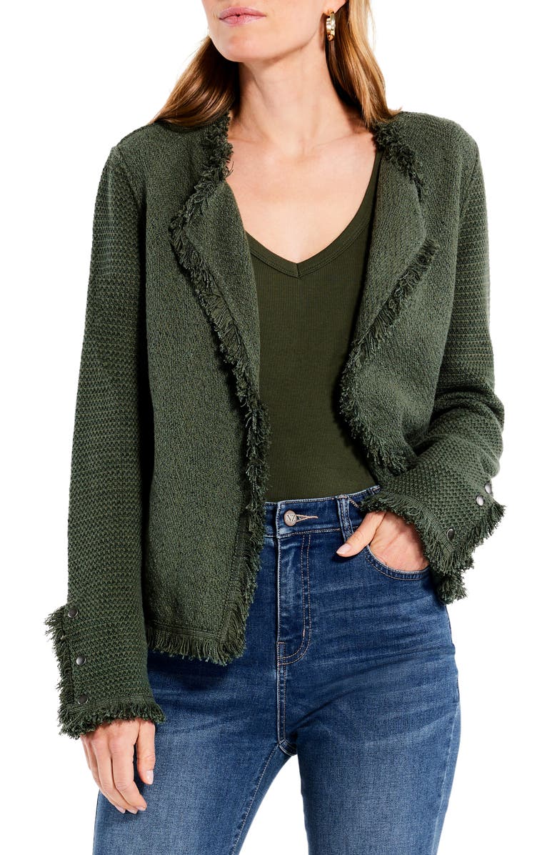 NIC+ZOE Fringe Mix Knit Jacket, Main, color, 