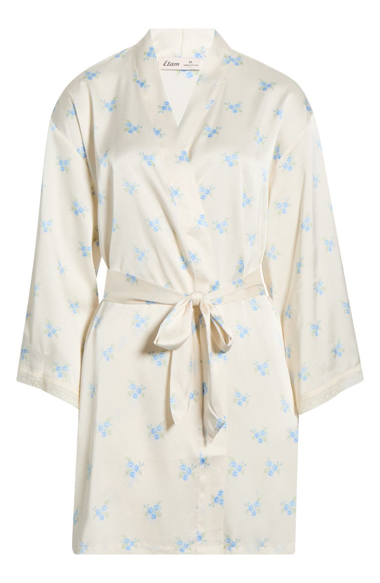Etam Noreen Floral Satin Wrap, Main, color, Ecru/ Blue