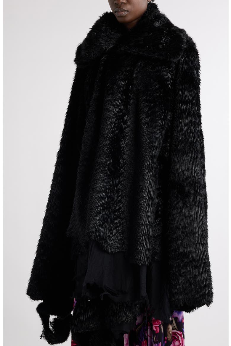 Deconstructed Asymmetric Faux Fur Jacket, Alternate, color, 1000 BLACK
