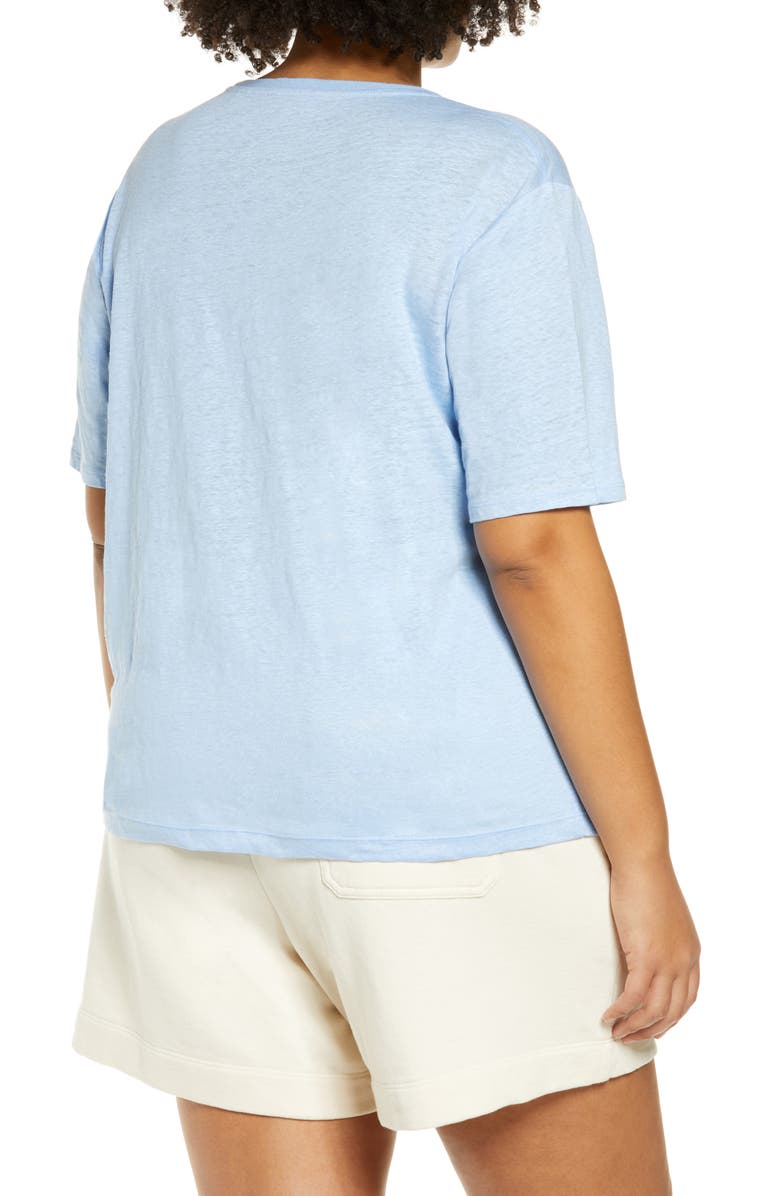 Vince Relaxed Linen Crewneck T-Shirt, Alternate, color, Light Cerulean